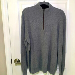 Gray 1/4 zip neck cashmere sweater